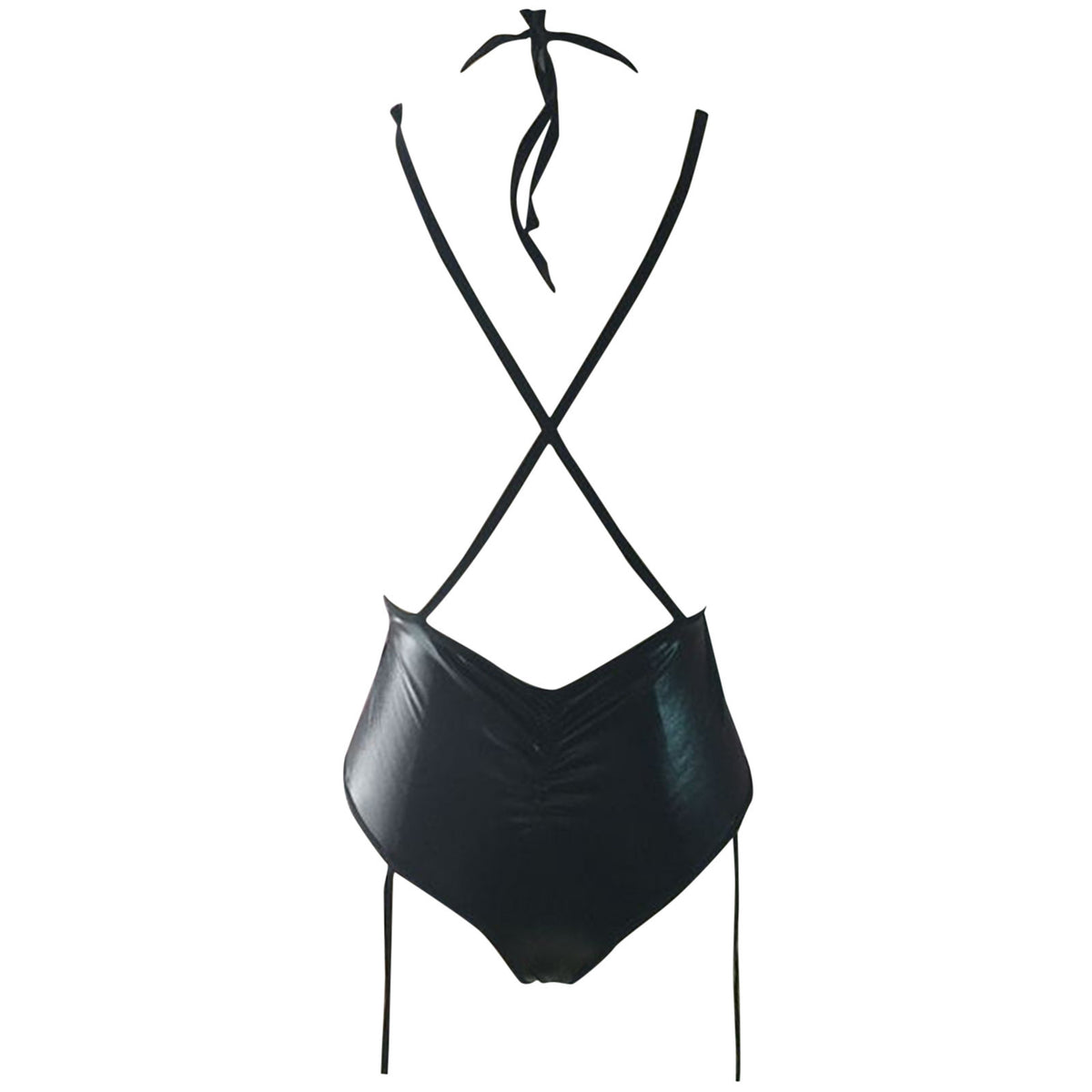 European and American foreign trade new sexy V-neck black patent leather jumpsuit sexy clothing plus size sexy underwear for women
