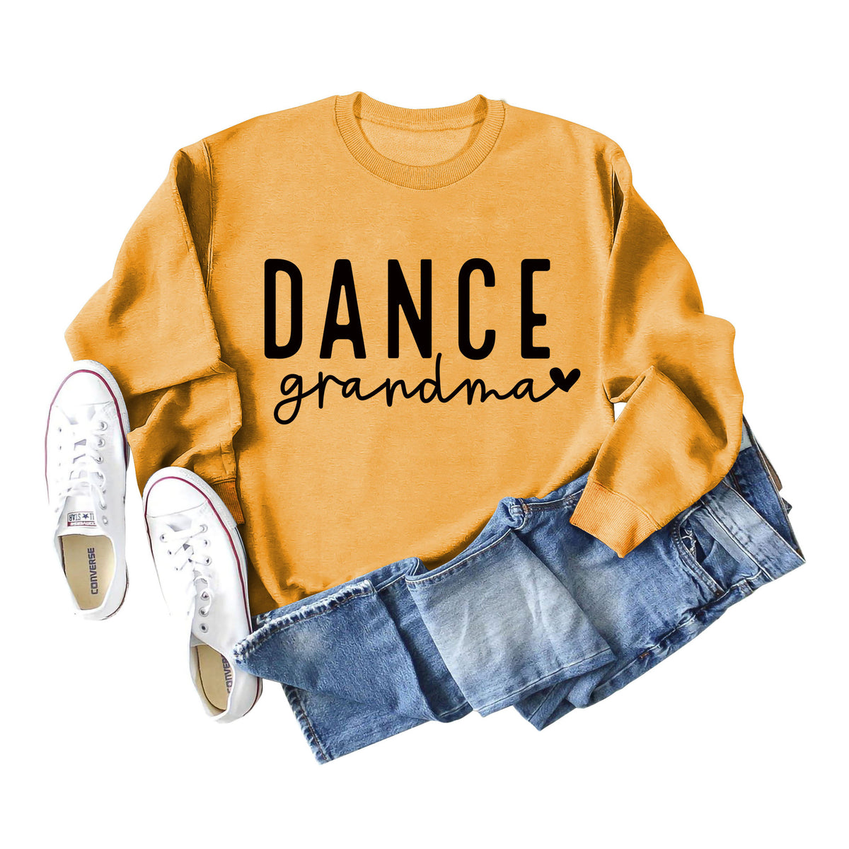 Amazon independent station Dance grandma love letter fashion loose round neck autumn and winter long sleeve sweater women