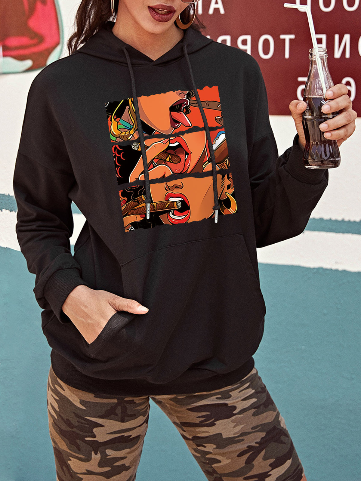 Women's Casual Multicolor Hoodie-Print Hoodie