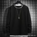 Waffles Sweaters Men's Long-sleeved Spring and Autumn Fake Two-piece Loose All-match Casual Round Neck Base Autumn Men's Top