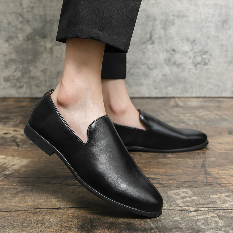Spring and Autumn Loafers Men's British Bean Shoes Business Casual Slip-on Lazy Youth Dress Stylist Leather Shoes