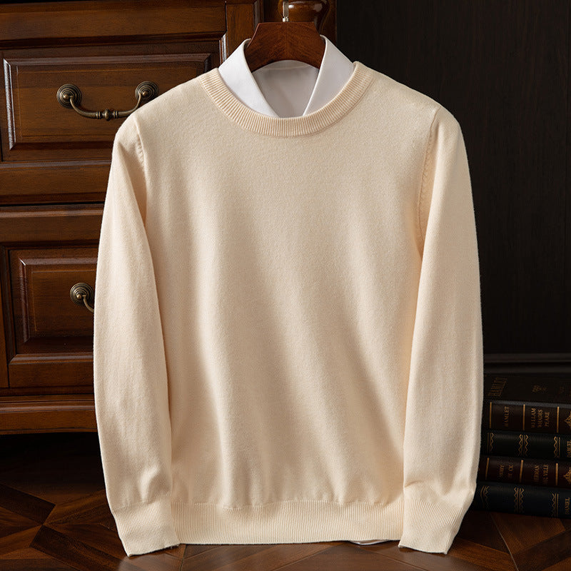 Autumn and Winter Classic Round Neck Men's Pullover Base Shirt Casual Business Knitwear Loose Fashion Solid Color Long Sleeve Sweater