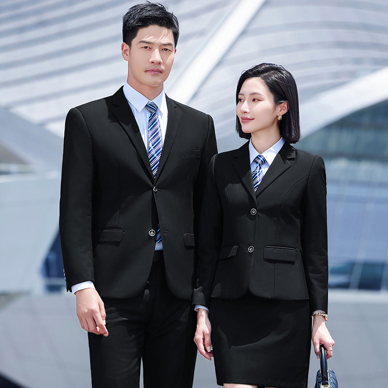 Autumn and Winter Thickened Men's Double-button Black Interview Business Dress Unisex Business Suit suit Three-piece Set
