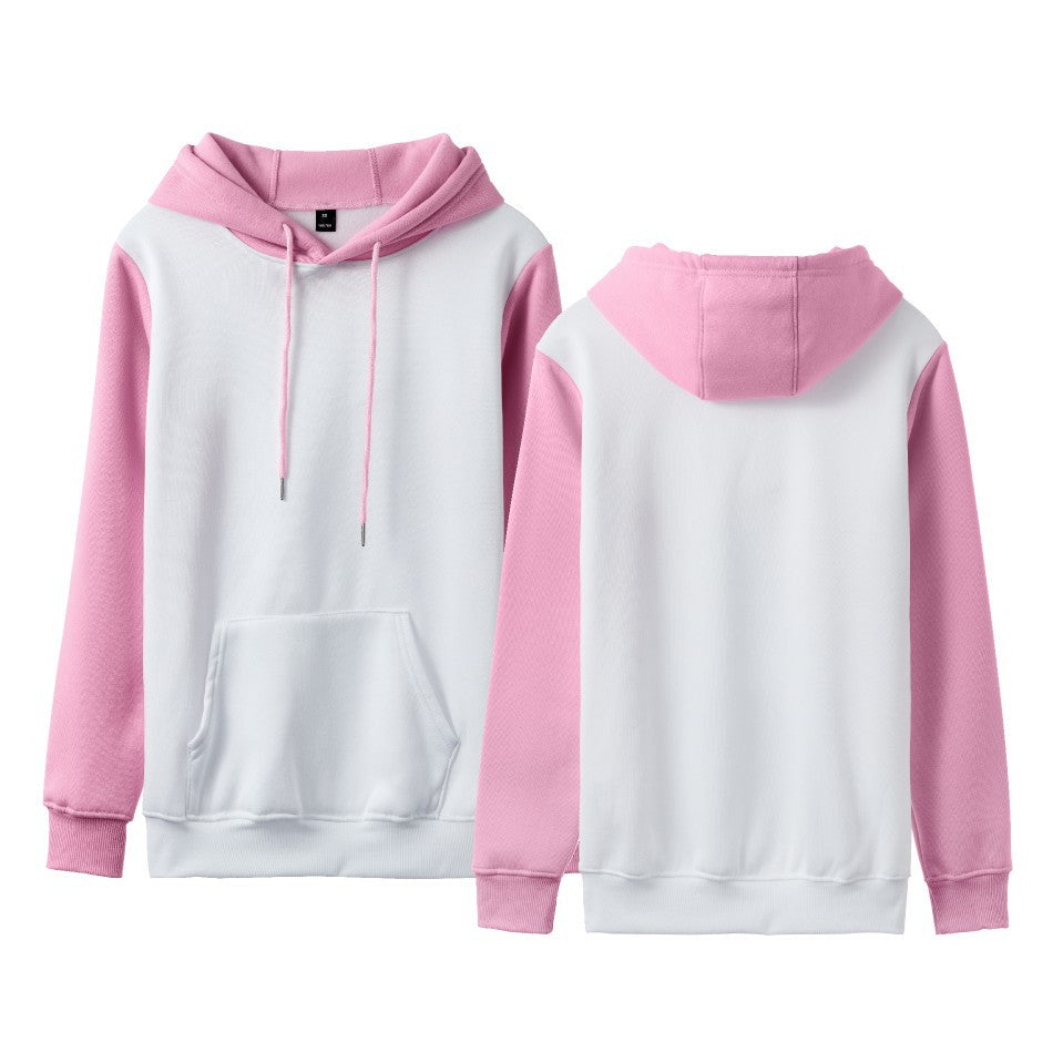Pure Color white stitching loose casual fashion men and women fleece-lined cross-border hoodie factory direct in stock wholesale