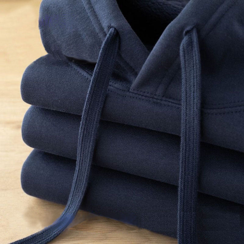 450g heavyweight cotton polar fleece dark blue navy blue hooded sweater men's and women's Indigo warm lovers hoodie autumn and winter
