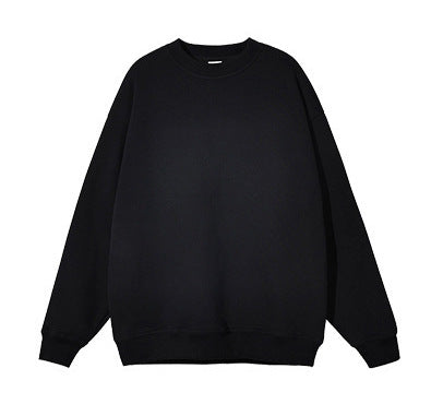 2023 autumn new round neck sweater fashion brand solid color pullover men's sweater loose fleece-lined men's couple sweater