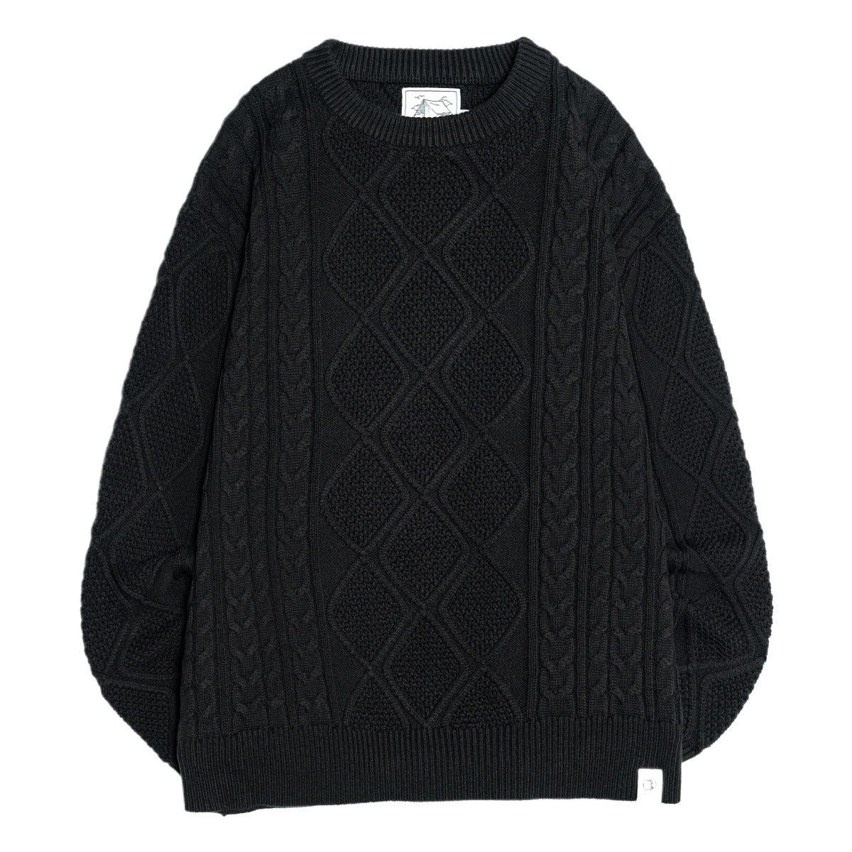 2024 American-style vintage twist knitted sweater men's loose round neck casual fashion brand all-match sweater men's gray and blue