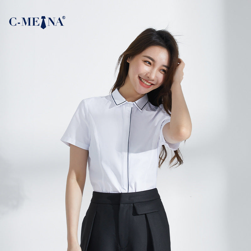 Summer New Women's Clothing, Women's Shirts, Short-Sleeved Shirts, Elegant Commuting Slim-Fit Fashion Professional Attire, Versatile for the Workplace