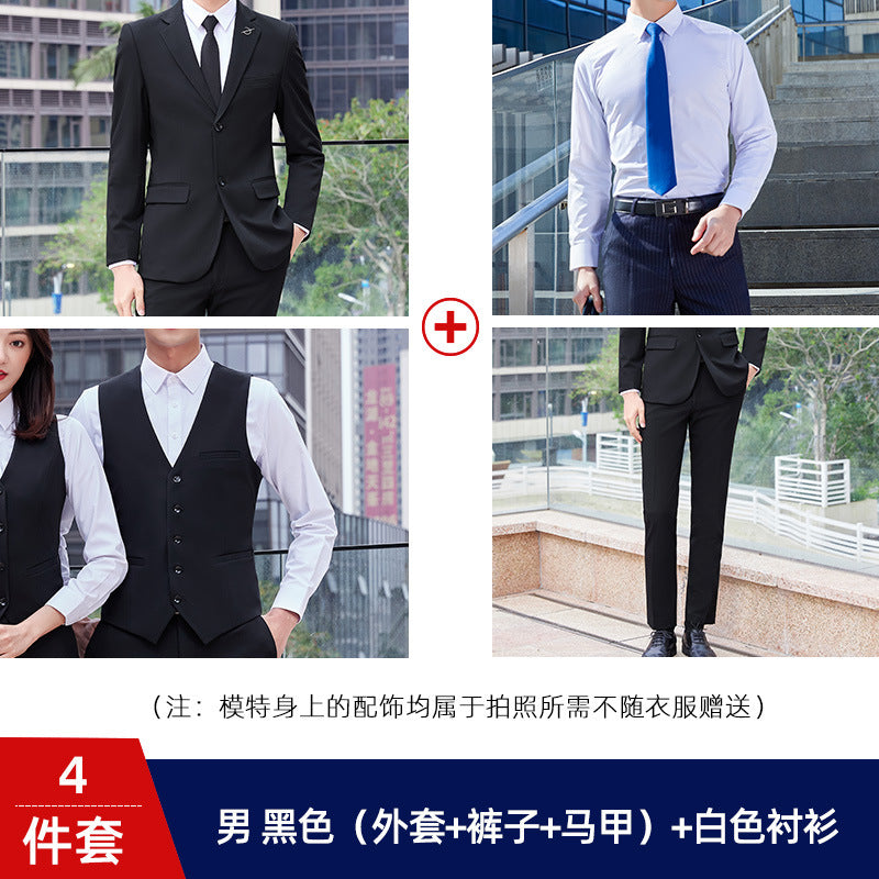 Two-button color spinning four-sided elastic treasure blue teacher suit suit men's and women's same style professional attire 4S shop suit wholesale