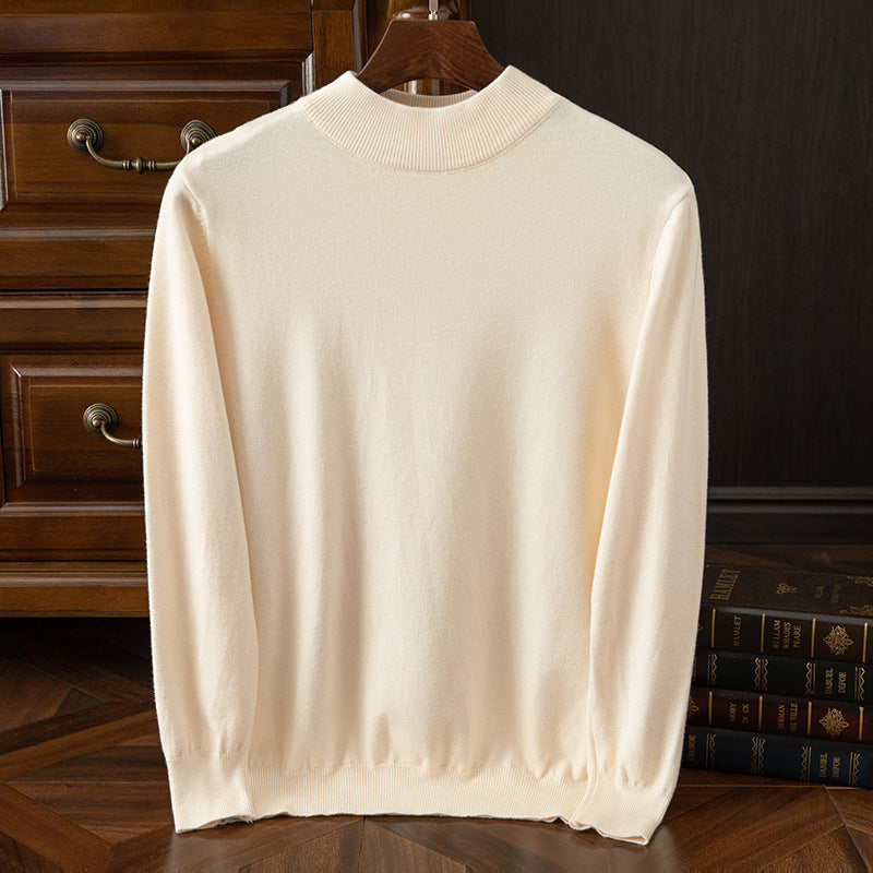 Autumn and winter semi-high collar men's pullover base sweater casual business loose fashion solid color long sleeve Andy velvet sweater