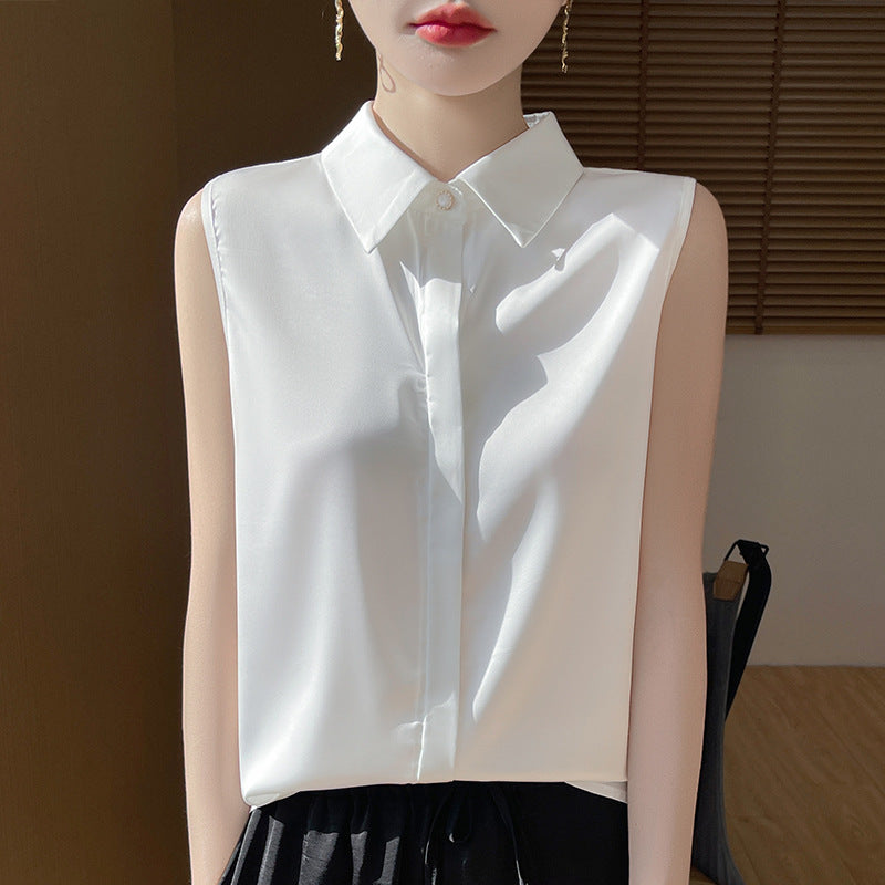 Wholesale New Summer Thin Sleeveless Women's Shirts Anti-Wrinkle Draped Women's Inner Shirts with Suit Tops Women's Clothing