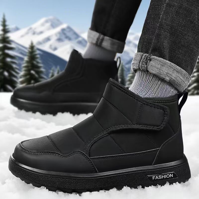 Shoes Men's Shoes Plus Velvet Thickened Cotton Boots Winter New Stuffed-Lined Outdoor Slip-On Casual Walking Snow Boots