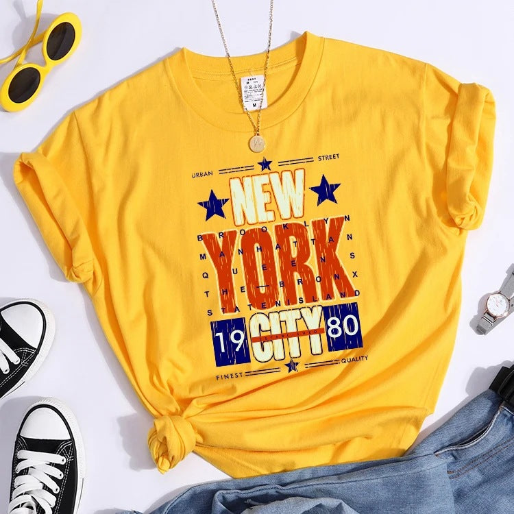 Ladies T Shirt Trend Fashion Casual Summer Loose Top All-match Women T-shirt