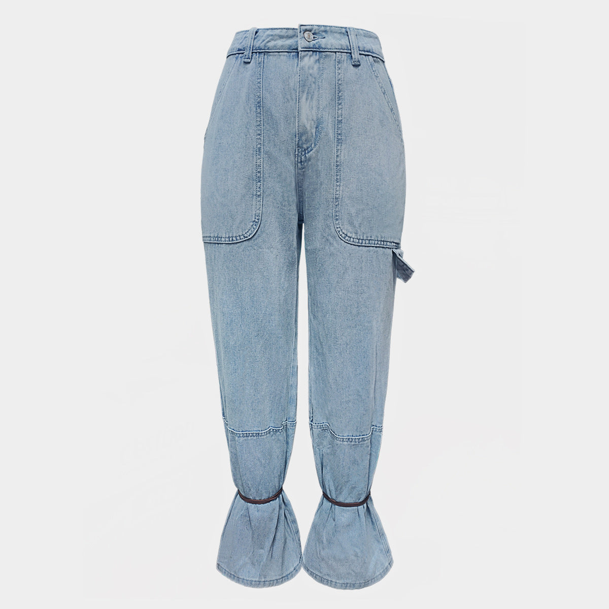 Clearance American-Style Trendy Women's Jeans, Unique Street Fashion Jogger Pants, Light Blue, High-End Feel, Slimming, Versatile for Women