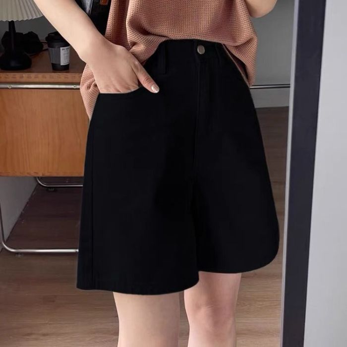 Summer New High-Waisted Loose Jeans for Women, Plus Size, Flattering, Versatile Mid-Length Wide-Leg Shorts