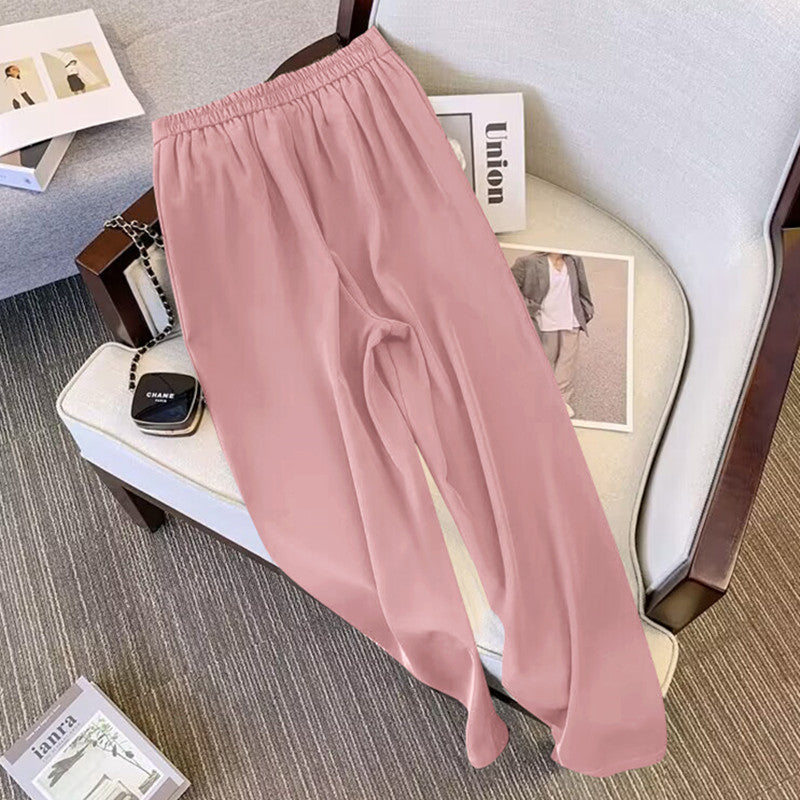 2024 Spring and Autumn New Straight Leg Wide Leg Pants Women's chubby girl Casual High Waist Pants Sag Casual Slimming Loose