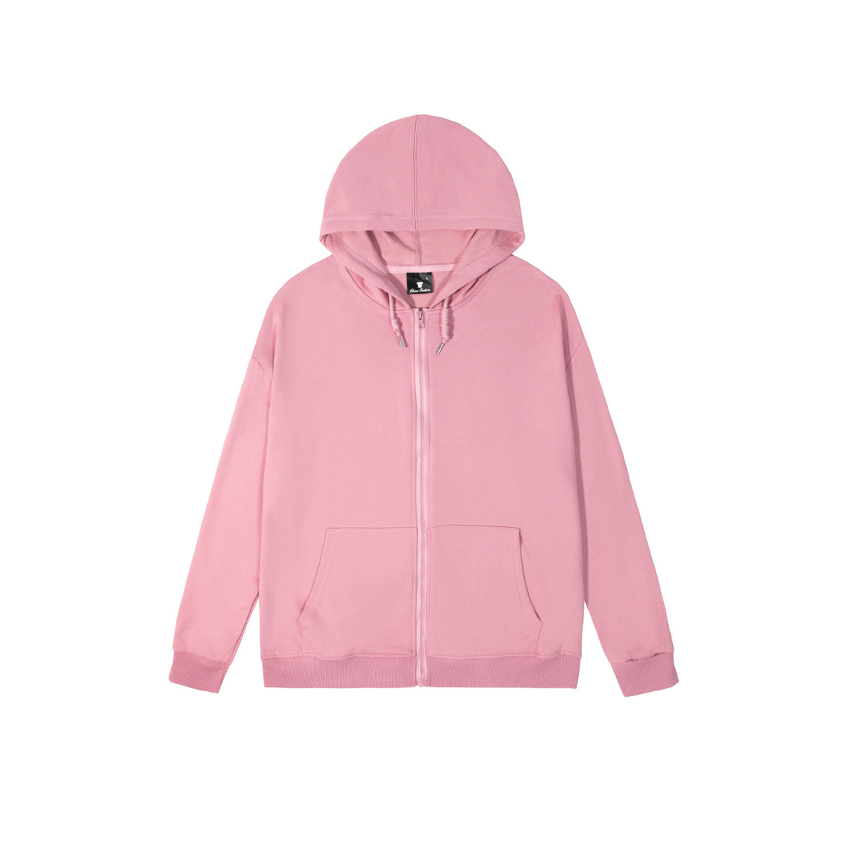 Spring and Autum Hooded Zipper Cardigan Sweatshirt Off-Shoulder Long-Sleeved Pure Color Xiyin Cross-Border Temu Loose Version