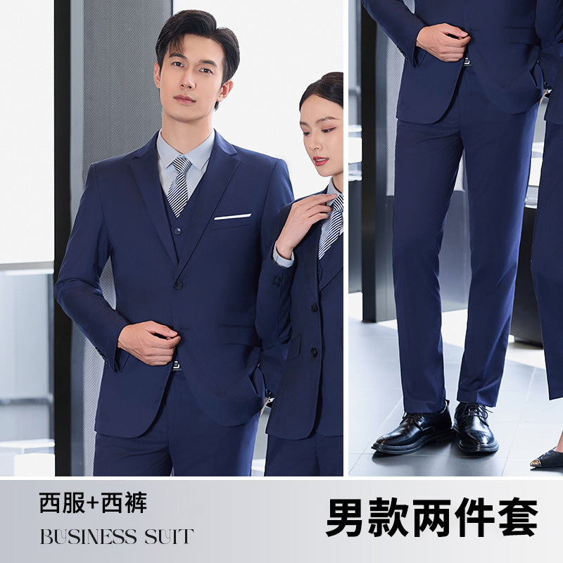 High-End Suit Suits for Men and Women, Professional Formal Wear, 4S Store Real Estate Property Workwear, Blue Suit Suits, Work Clothes
