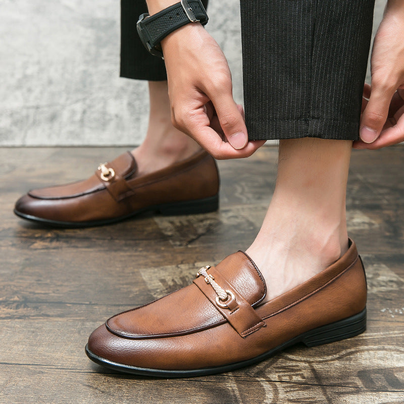 Cross-border plus size loafers loafers low-top business British one-step legged beanie stylist men's shoes wholesale