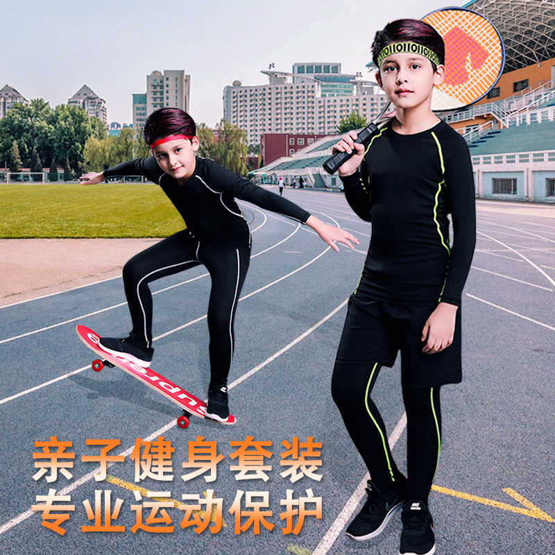 Children's Basketball Suit Warm Tights Training Bottoming Boys Sportswear Children's Quick-Drying Sports Suit
