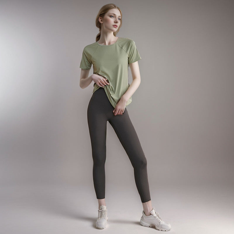 Sports Tops for Women, Loose-Fitting Running and Fitness Clothes, Short-Sleeved T-Shirts, Pilates and Yoga Clothes, Quick-Drying and Comfortable to Wear Outside