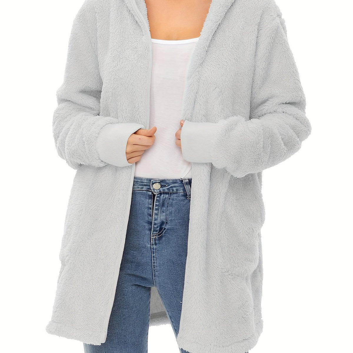 Cozy & Warm Women's Fleece Hoodie - Oversized, Windproof