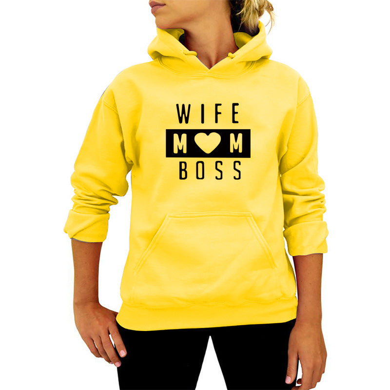 AliExpress Amazon ebay/wish cross-border WIFE MOM letter printed hooded vests in Europe and America in autumn and winter