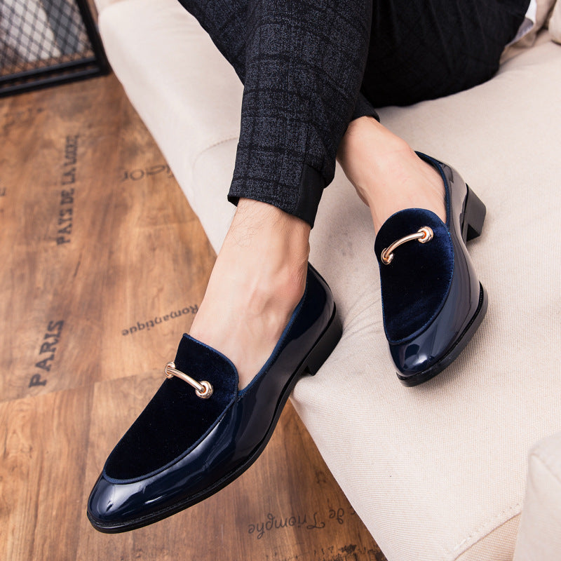 Loafers men's 2025 spring and autumn new leather shoes bean shoes European and American men's shoes patent leather casual leather shoes men's wholesale