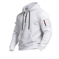 Casual Pullover Sweatshirt with Multiple Zipper Arm Pockets for Autumn and Winter, Large Size, Fleece-Lined Hoodie for Men