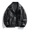Solid Color American Retro Leather Jacket Men's Motorcycle New Leather Jacket Men's Pu Jacket Spring and Autumn Loose Trendy