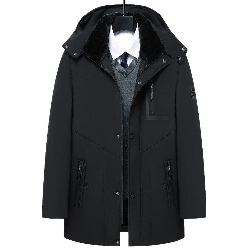 Middle-Aged and Elderly Men's down Jackets, Dad's Thickeneded Warm Cotton Jackets 2025 New Winter Mid-Length Cotton Jackets for Men