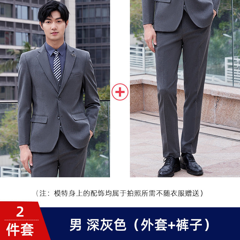 Two-button color spinning four-sided elastic treasure blue teacher suit suit men's and women's same style professional attire 4S shop suit wholesale