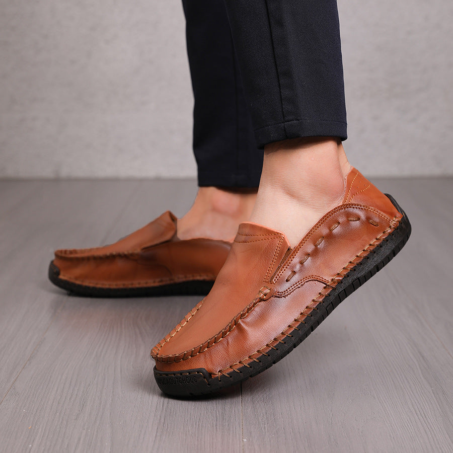 Large Size Loafers for Men, Leather Shoes with Wide Toe Box, Soft Sole, Soft Surface, Genuine Leather Slip-On Driving Shoes, Durable