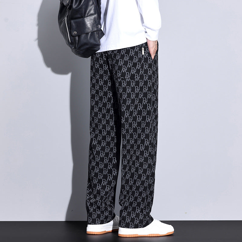 Casual Pants for Boys Spring and Autum Loose Tight Waist Long Pants Men's 2025 New American Fashion Brand Fashion Straight Pants