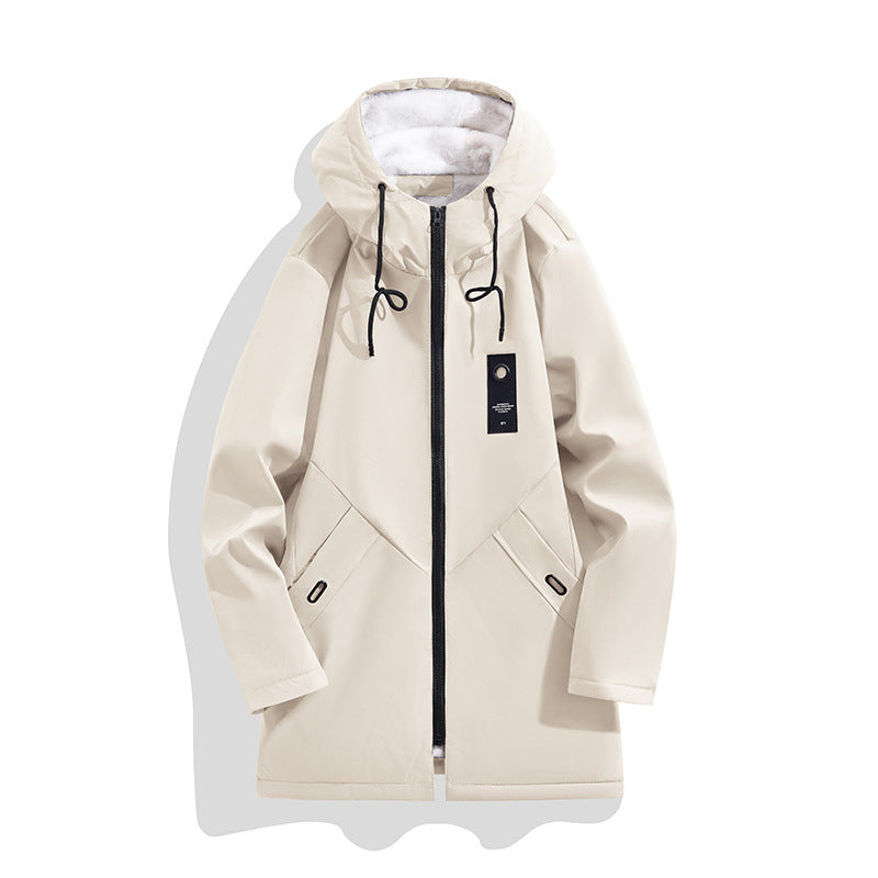 TUCANO/woodpecker winter new hooded fur collar fleece-lined long trench coat men's lamb fleece long sleeve coat s