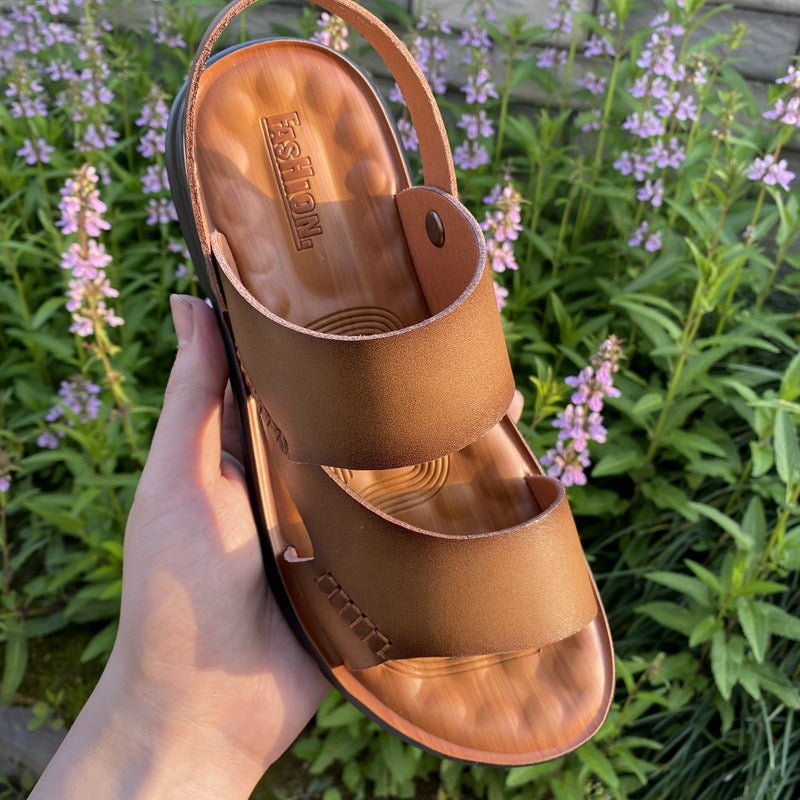 Men's Sandals, Genuine Leather Summer Beach Shoes, Dual-Purpose Sandals, 2026 New Trendy Soft-Soled Men's Shoes, Casual Non-Slip Shoes