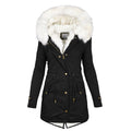 Autumn and Winter Hot Selling Export New Large Size Cotton Outwear Hooded Fur Collar Waist Thickeneded Mid-Length Women's Cotton Outwear