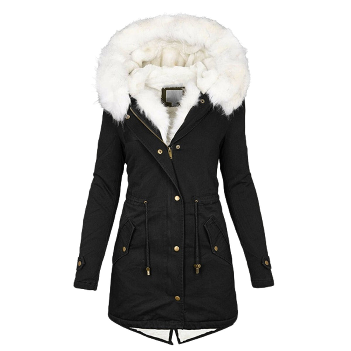 Autumn and Winter Hot Selling Export New Large Size Cotton Outwear Hooded Fur Collar Waist Thickeneded Mid-Length Women's Cotton Outwear