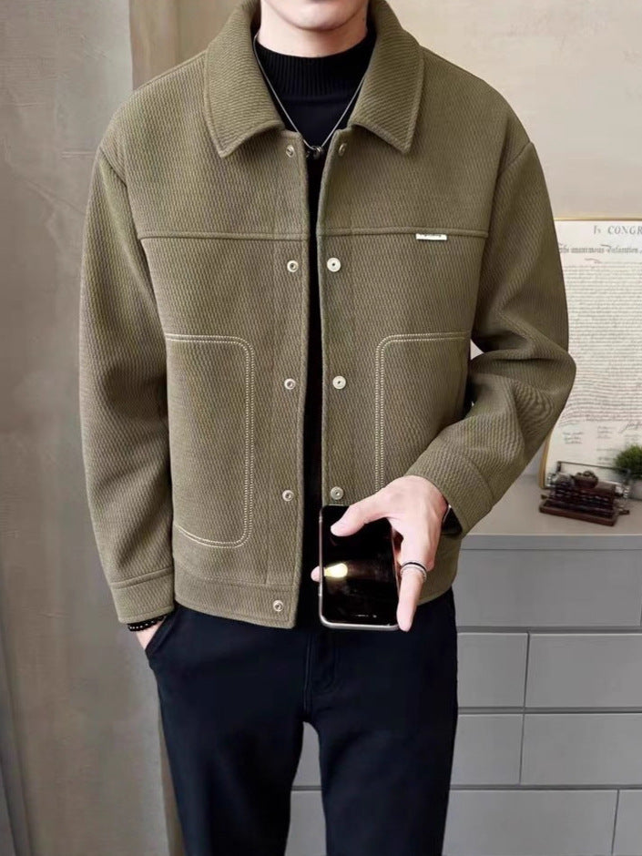Spring and Autumn 2025 New Men's Jackets Trendy Handsome Versatile Casual Lapel Jackets