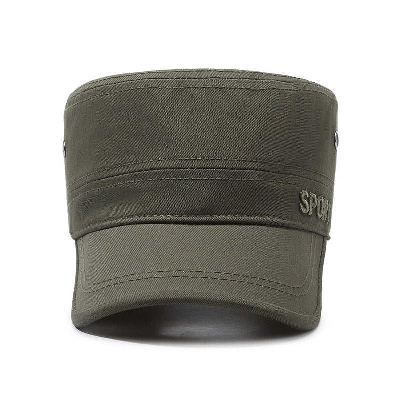 Hat Men's Spring and Summer Outdoor Summer Breathable Caps for Middle-aged and Elderly Sunshade Sunscreen Flat Top Cotton Outdoor Sports