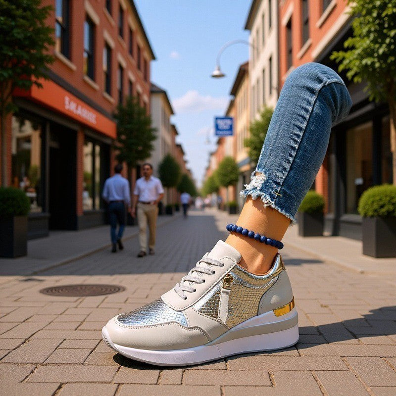 Foreign Trade Women's Sports Casual Shoes, New European and American Fashion Thick-Soled Casual Sports Shoes for Women, Large Size Single Shoes Wholesale for Women