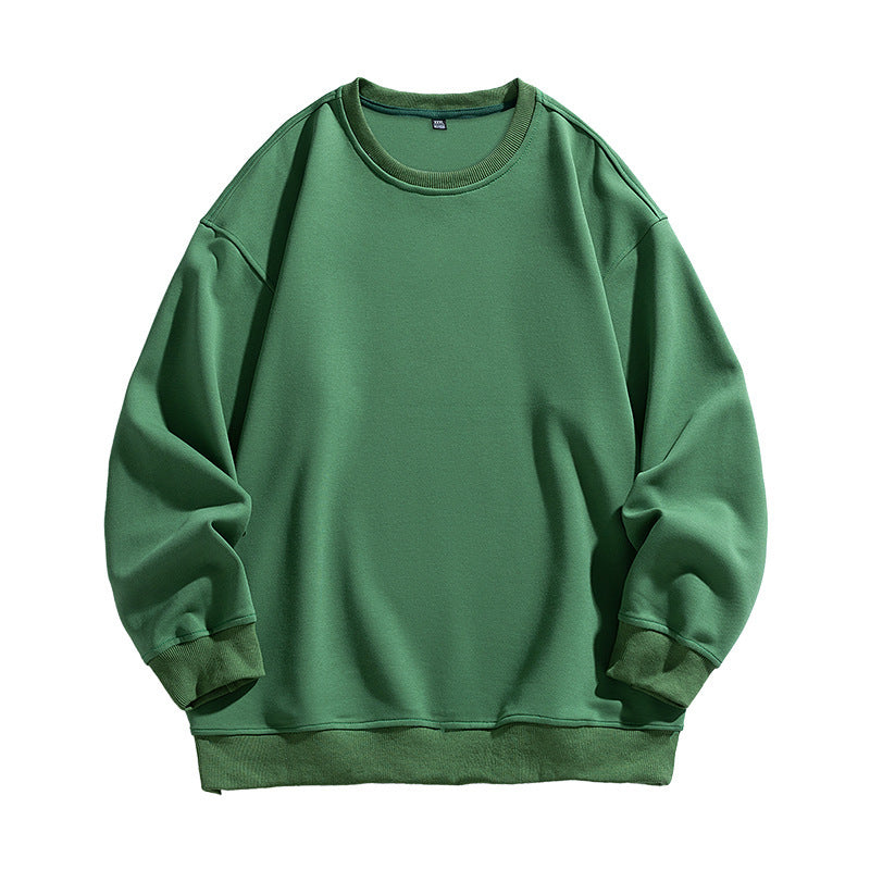 Autumn New Solid Color Loose Round Neck Sweatshirt for Men Trendy Brand Student Couple Hoodless Casual Long Sleeve Inner Layering Shirt