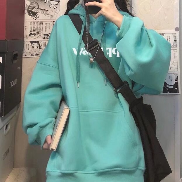 Pink Girl Hoodie Hooded Autumn and Winter fleece-lined Warm plus size Top hiphop Fashionable Girlfriend Sisters