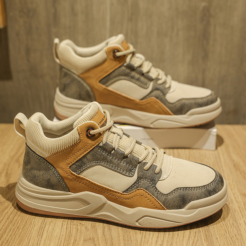 Men's Shoes Autumn 2025 New Mid-High Top Men's Sports Trendy Shoes Student Fashion Casual Sneakers Work Boots Men's Style