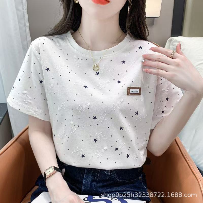Short-Sleeved T-Shirt for Women, White Half-Sleeved T-Shirt, Summer Wear, 2026 New Korean Style Loose Large Size Women's Summer Top