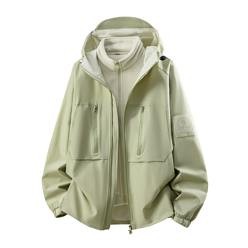 Outdoor Jackets for Men and Women, Three-In-One Jackets, Autumn and Winter Windproof and Waterproof Couple Jackets, Velvet Thickeneded Jackets, Two-Piece Set