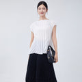 Fashion Women's Clothing 2026 Summer Hot-Selling Tops and Shirts, Stylish, Loose, Simple, Versatile for Commuting, Miyake-Style Short-Sleeve T-Shirts