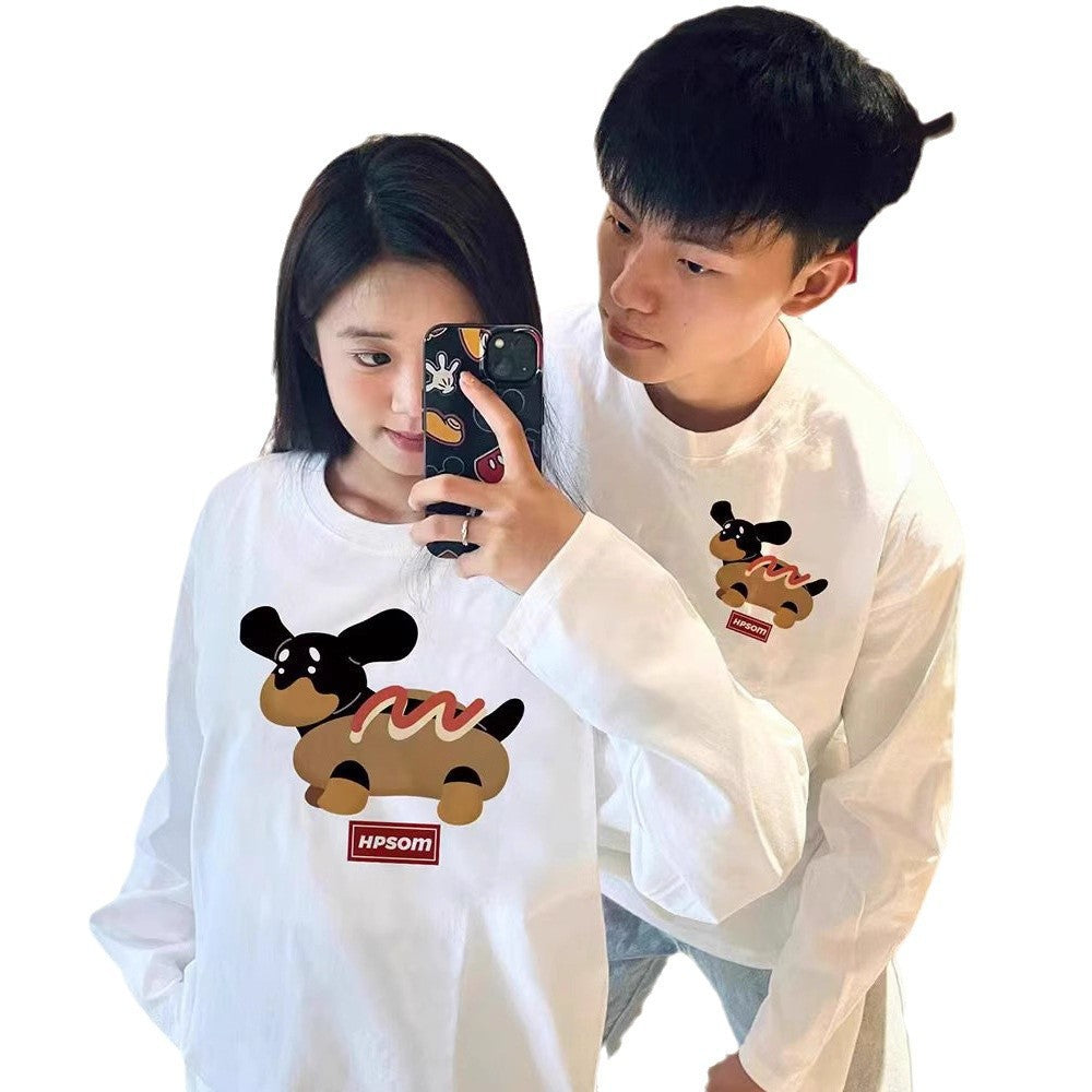 High-End Men's and Women's Long-Sleeved Ins-Style Tops, Special Couple Wear, Autumn and Winter Velvet Round-Neck Sweatshirts, Trendy Brand Class Uniforms