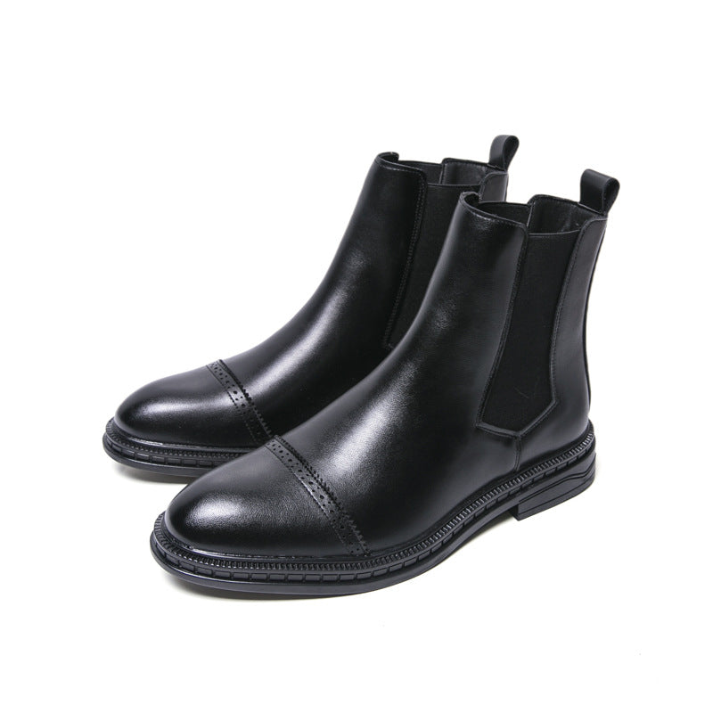 Men's Leather Boots Cross-Border Large Size Foreign Trade New Retro High-Top Leather Shoes Fashionable Men's Chelsea Boots Dropshipping
