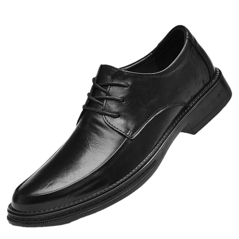 Leather shoes men's business formal wear genuine leather new men's casual British black trendy low-top bridegroom wedding shoes